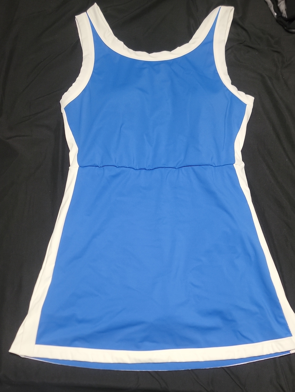 Women's MED Blue Athletic Tank Dress with White Trim